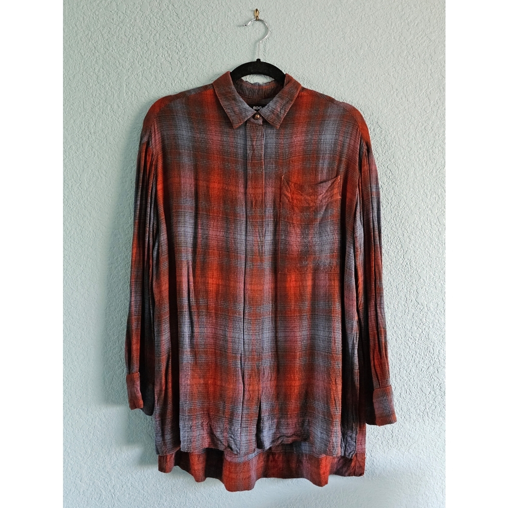 Bdg | Plaid Button Down Split Hem Tunic - image 1